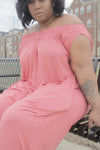 Cozzzy Jumpsuit - Peach off the Shoulder Jumpsuit