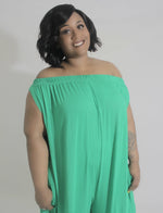 Cozzzy Jumpsuit - Green off the Shoulder Jumpsuit