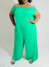 Cozzzy Jumpsuit - Green off the Shoulder Jumpsuit